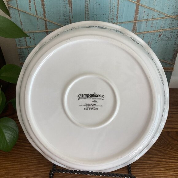 Temptations “Winter” SW914599 White Silver Snow Flakes Fluted Pie Quiche Dish - Picture 4 of 8